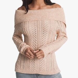 🤗White House | Black Market Blush Pink At The Shoulder Bow Back Pullover Size S